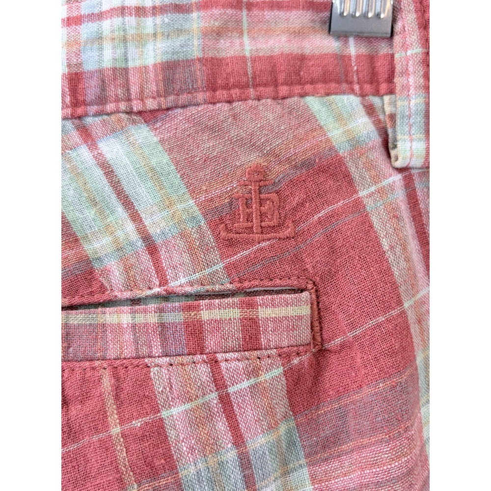 Lands' End Men's Madras Plaid Linen Cotton Chino Shorts Size 36 Anchor Logo - Picture 7 of 10